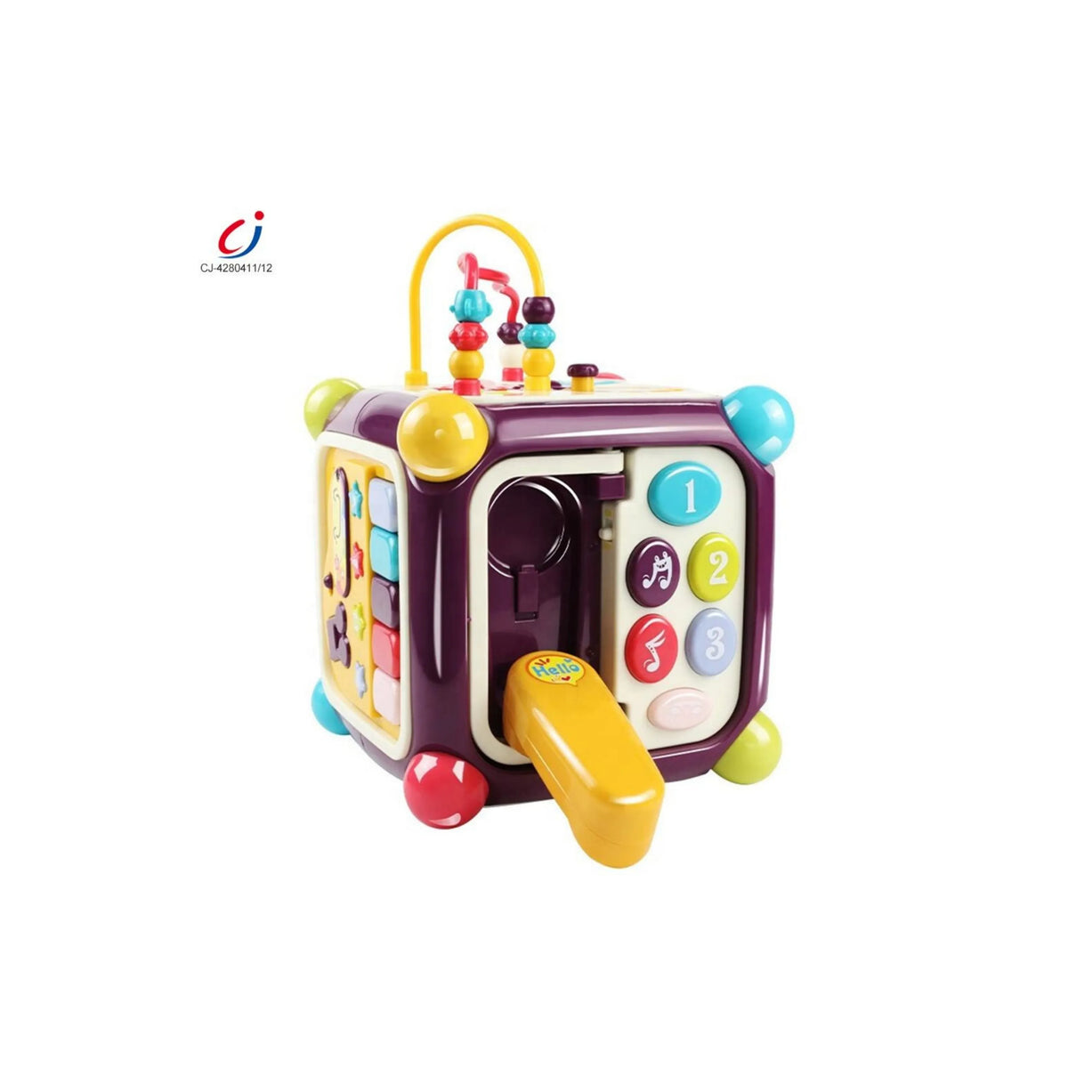 6-in-1 Baby Activity Cube with Musical Piano, Phone & Shape Sorter.