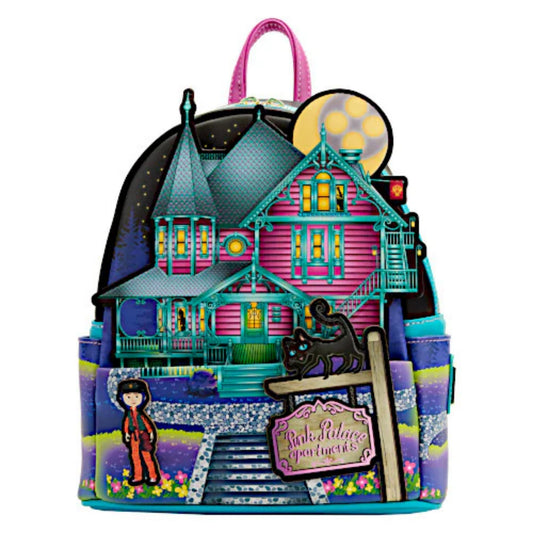 Loungefly Coraline Pink Palace Apartments Glow-in-the-Dark Mini Backpack