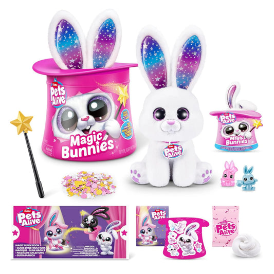 ZURU Pets Alive Magic Bunnies Interactive Plush in Magic Top Hat