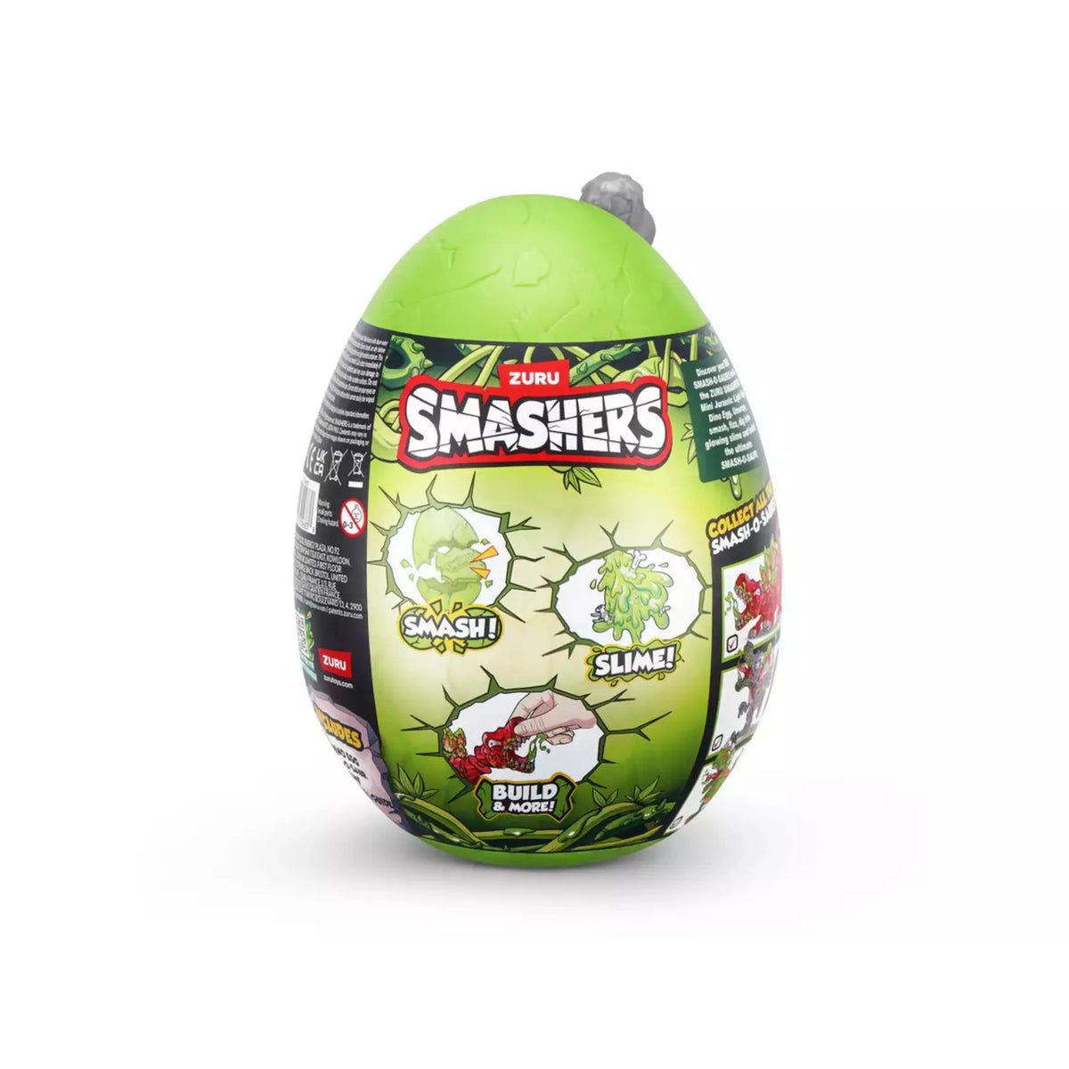 ZURU Smashers Mini Jurassic Light Up Dino Mystery Egg with Slime & Light-Up Action Figure
