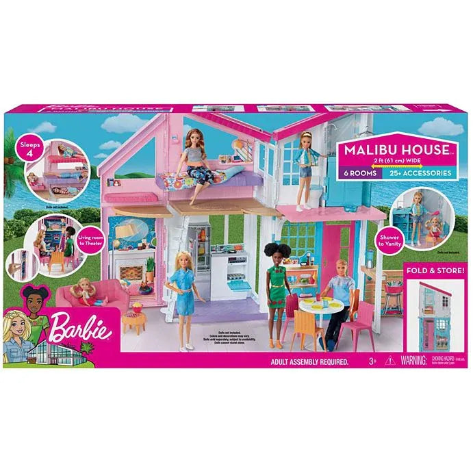 Barbie Malibu House, Fold & Store Barbie Playset, Imaginative Pretend Play Toy for Kids, 3Y+, Multicolour