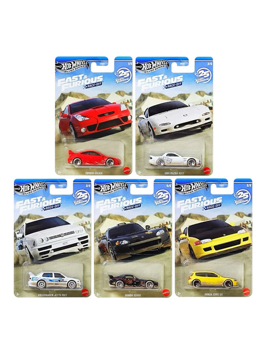Hot Wheels Fast & Furious Race-Off Complete 5-Car Set | Silver Series