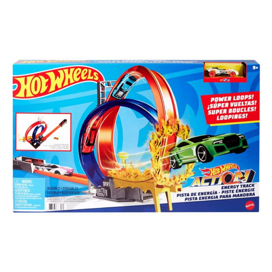 Hot Wheels Energy Track Set with Double Loop & Ring of Fire, 5Y+, Multicolour