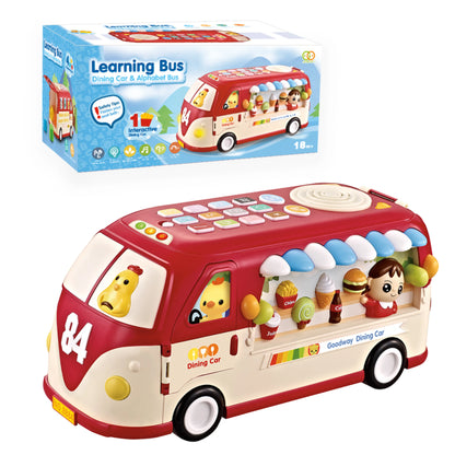 Goodway 2-in-1 Learning Bus & Dining Car Toy with Lights & Music