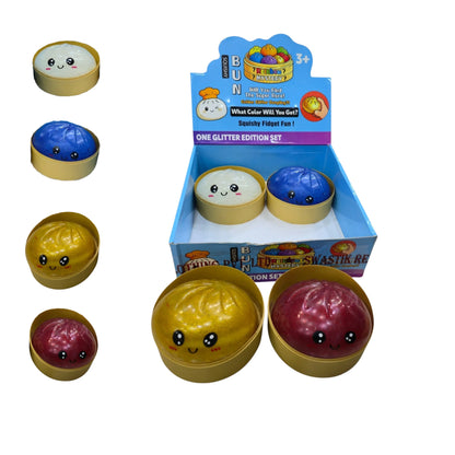 Squishy Dumpling Fidget Toy – Glitter Edition Mystery Bun (6-Inch)