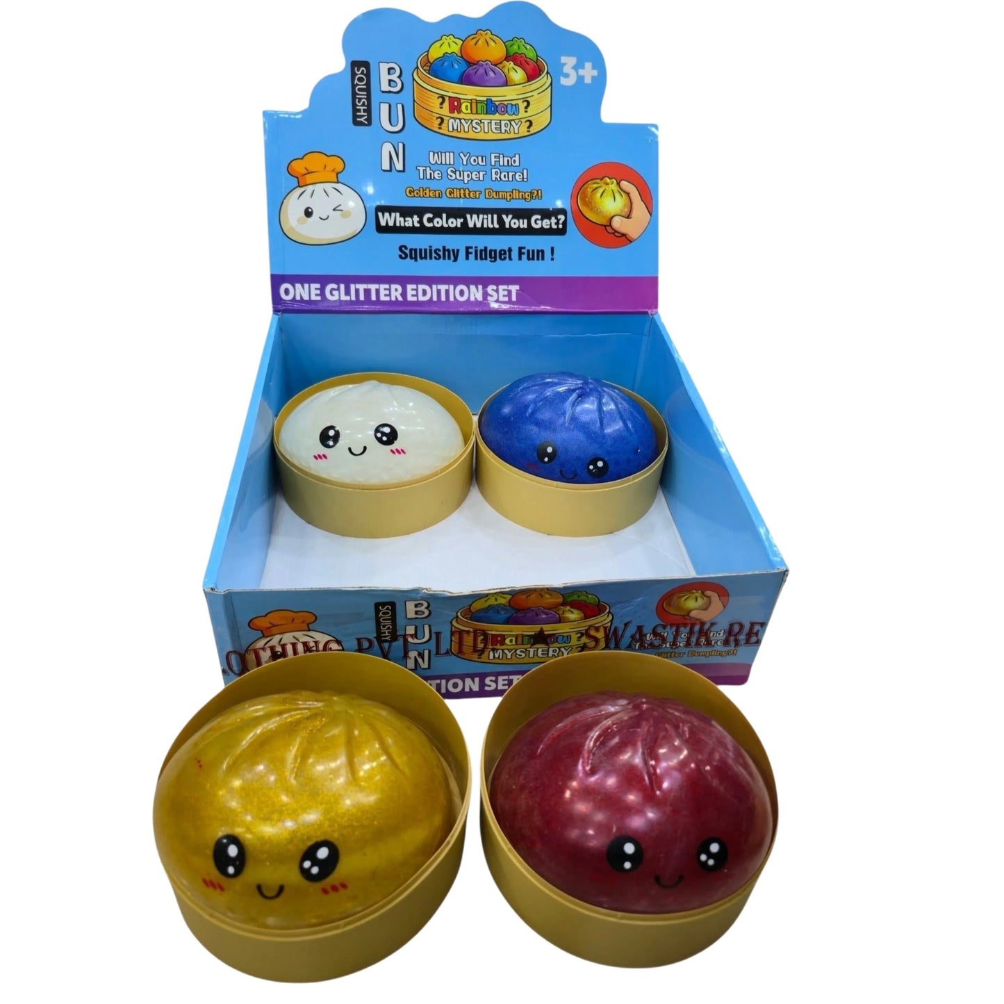 Squishy Dumpling Fidget Toy – Glitter Edition Mystery Bun (6-Inch)