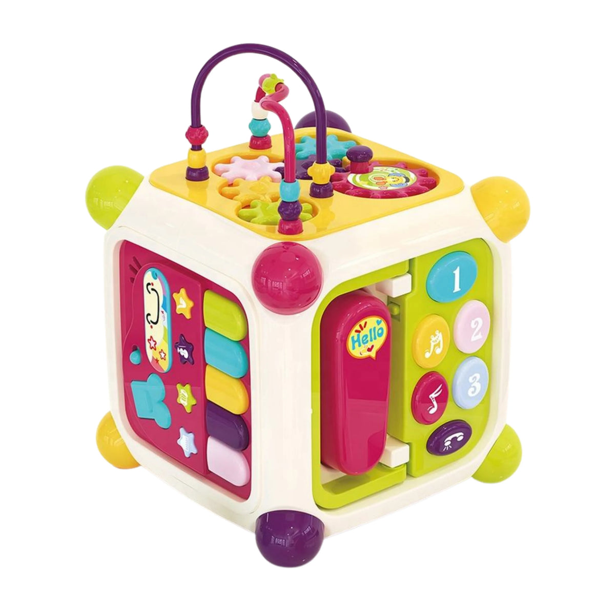 6-in-1 Baby Activity Cube with Musical Piano, Phone & Shape Sorter.