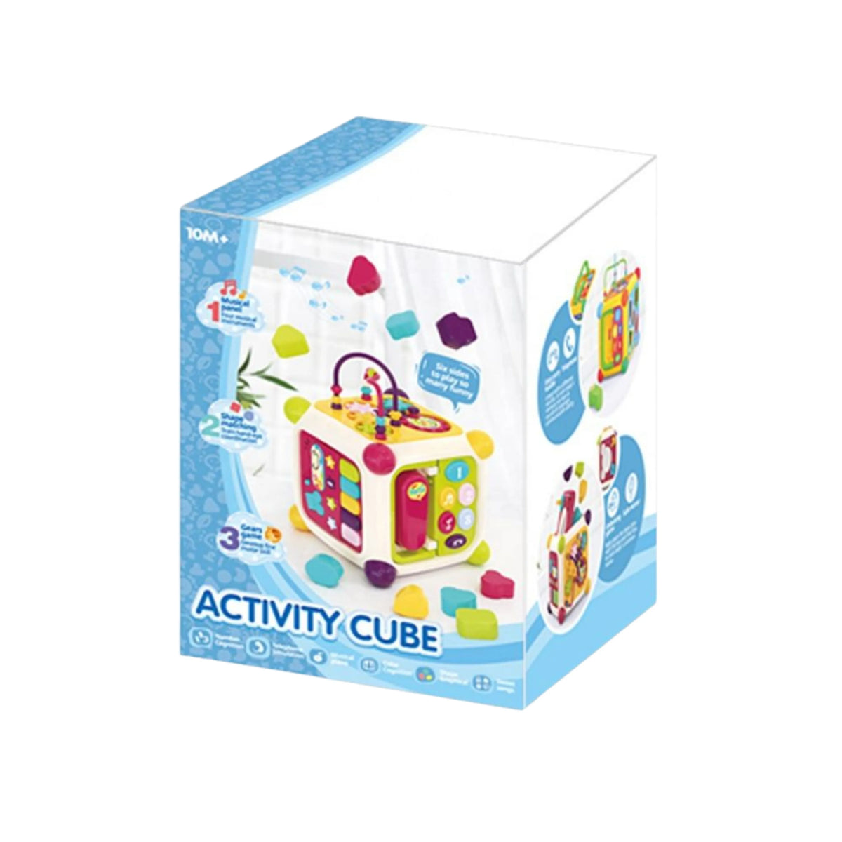 6-in-1 Baby Activity Cube with Musical Piano, Phone & Shape Sorter.