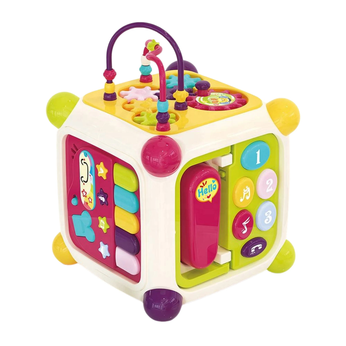 6-in-1 Baby Activity Cube with Musical Piano, Phone & Shape Sorter.
