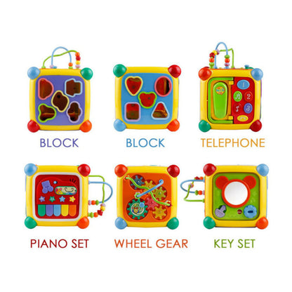 6-in-1 Baby Activity Cube with Musical Piano, Phone & Shape Sorter.