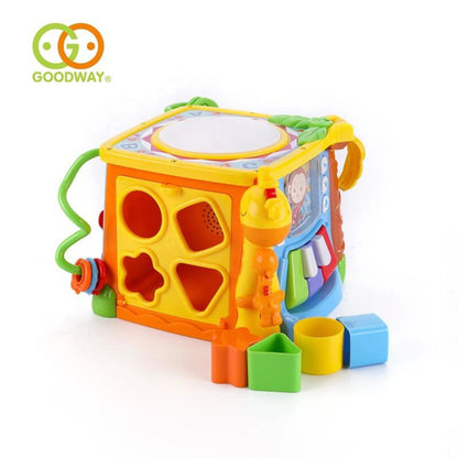 Goodway 6-in-1 Musical Learning Activity Cube with Light-Up Hand Drum.