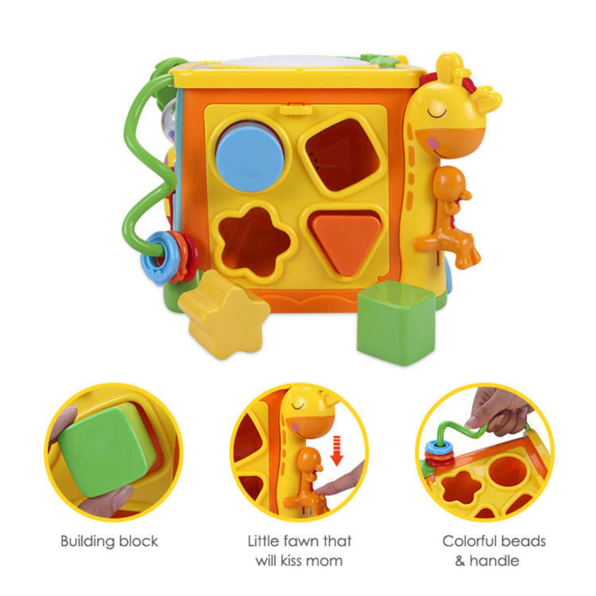 Goodway 6-in-1 Musical Learning Activity Cube with Light-Up Hand Drum.