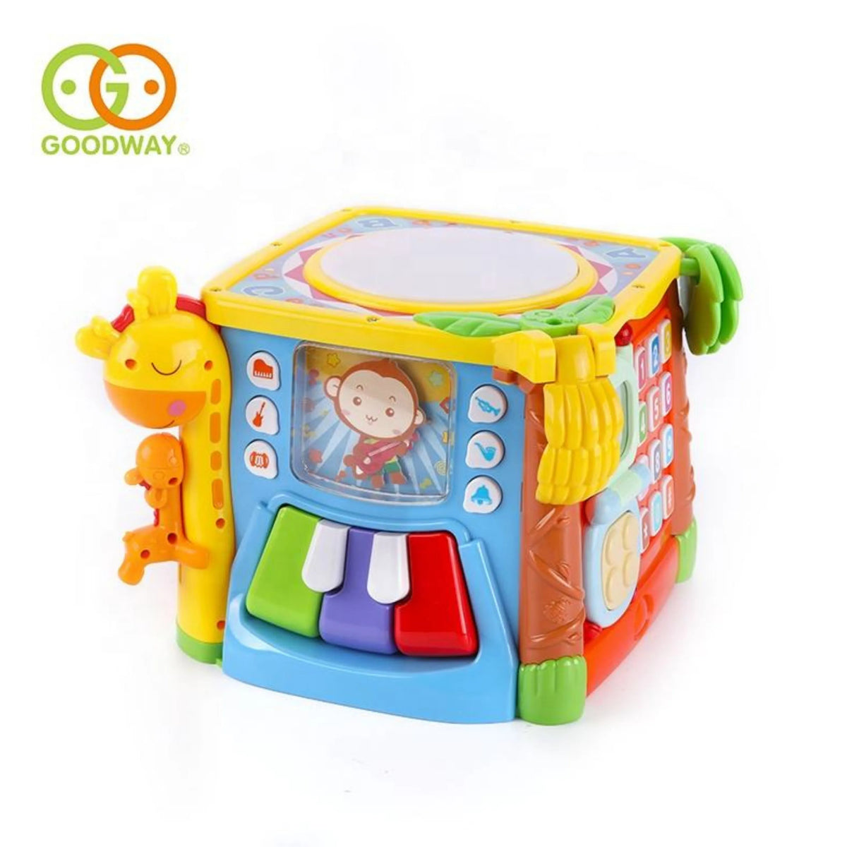 Goodway 6-in-1 Musical Learning Activity Cube with Light-Up Hand Drum.