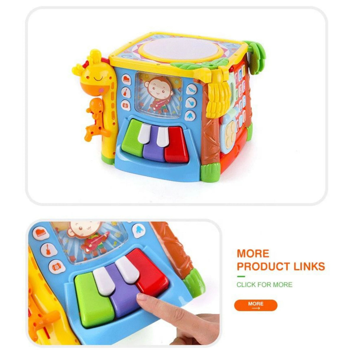 Goodway 6-in-1 Musical Learning Activity Cube with Light-Up Hand Drum.