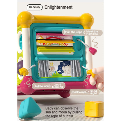 Play & Learn Musical Activity Cube Toy with Shape Sorter & Sensory Board.
