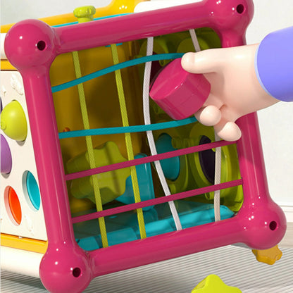Play & Learn Musical Activity Cube Toy with Shape Sorter & Sensory Board.
