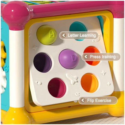 Play & Learn Musical Activity Cube Toy with Shape Sorter & Sensory Board.