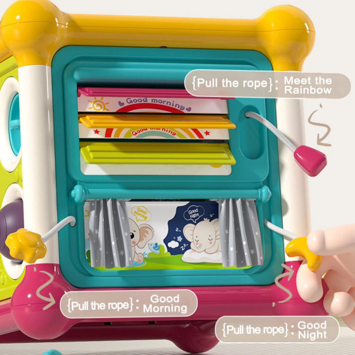 Play & Learn Musical Activity Cube Toy with Shape Sorter & Sensory Board.