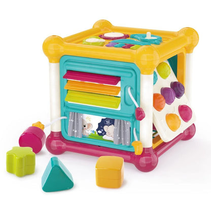 Play & Learn Musical Activity Cube Toy with Shape Sorter & Sensory Board.