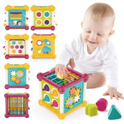 Play & Learn Musical Activity Cube Toy with Shape Sorter & Sensory Board.