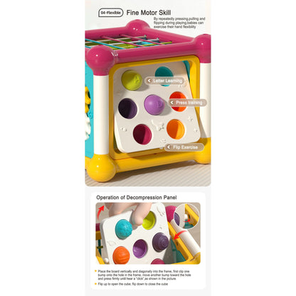 Play & Learn Musical Activity Cube Toy with Shape Sorter & Sensory Board.