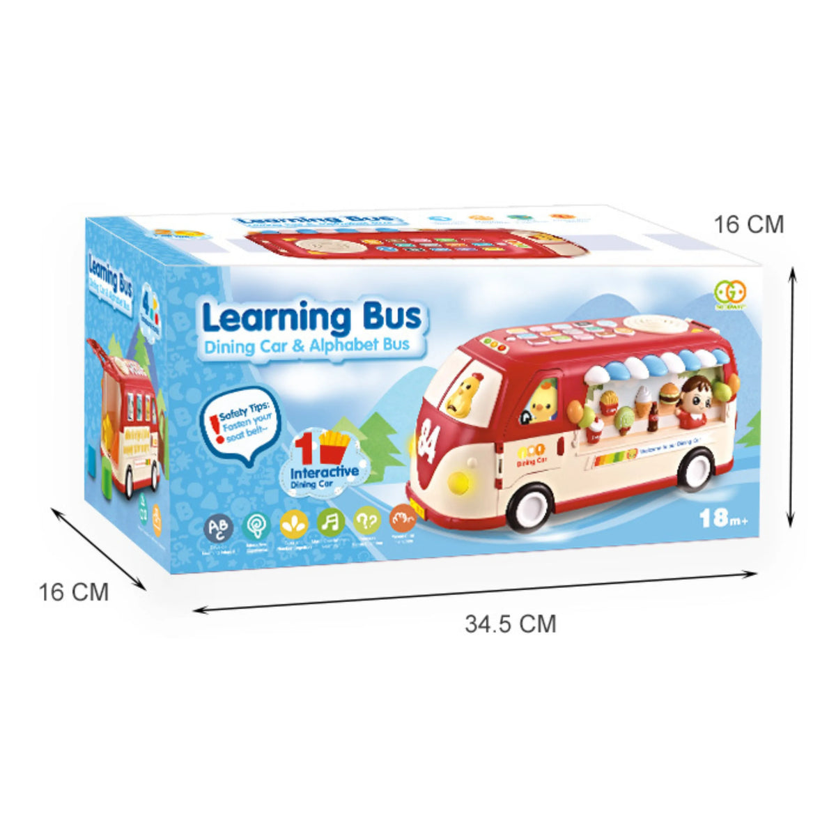 Goodway 2-in-1 Learning Bus & Dining Car Toy with Lights & Music