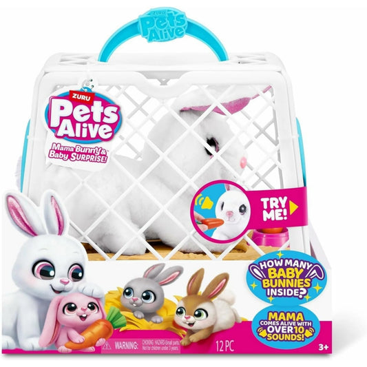 ZURU Pets Alive Mama Bunny & Baby Surprise Interactive Plush Playset