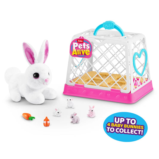 ZURU Pets Alive Mama Bunny & Baby Surprise Interactive Plush Playset
