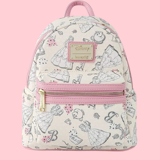 Loungefly Disney Beauty and the Beast Belle All-Over Print Mini Backpack