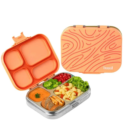 Basil Bento Quad 4-Compartment Stainless Steel Lunch Box (800ml)