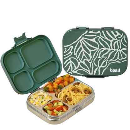 Basil Bento Quad 4-Compartment Stainless Steel Lunch Box (800ml)