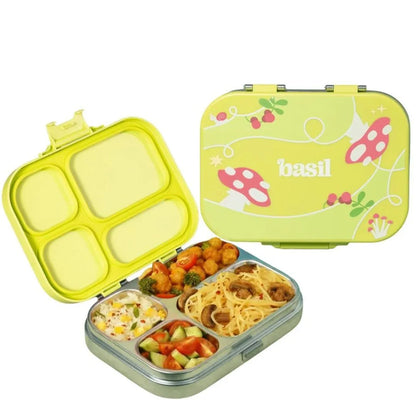 Basil Bento Quad 4-Compartment Stainless Steel Lunch Box (800ml)