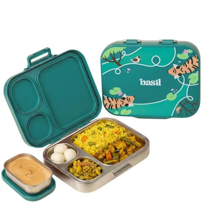 Basil Bento Quad Plus 3+1 Compartment Stainless Steel Lunch Box (1250ml)