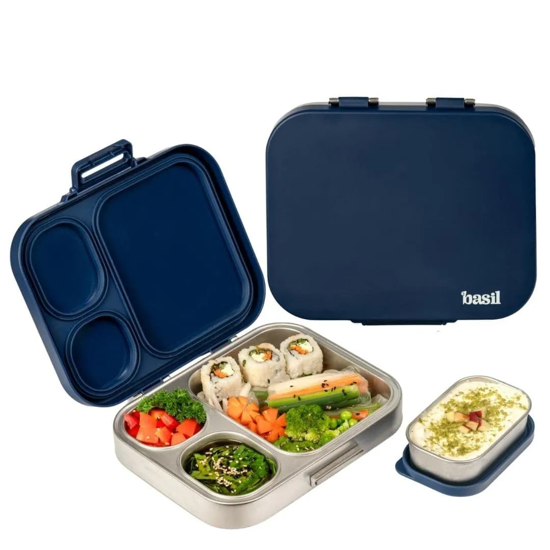 Basil Bento Quad Plus 3+1 Compartment Stainless Steel Lunch Box (1250ml)
