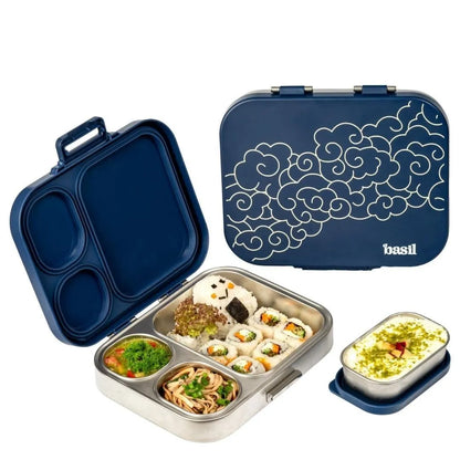 Basil Bento Quad Plus 3+1 Compartment Stainless Steel Lunch Box (1250ml)