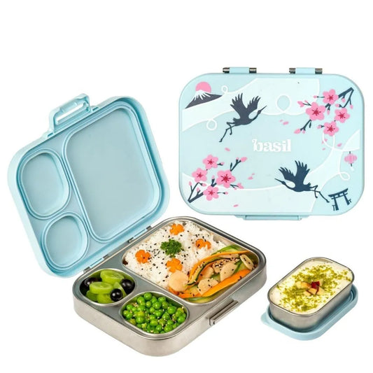 Basil Bento Quad Plus 3+1 Compartment Stainless Steel Lunch Box (1250ml)