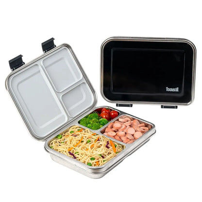 Basil Bento Neo 3-Compartment Stainless Steel Lunch Box (1000ml)