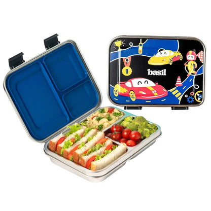 Basil Bento Neo 3-Compartment Stainless Steel Lunch Box (1000ml)
