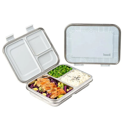 Basil Bento Neo 3-Compartment Stainless Steel Lunch Box (1000ml)