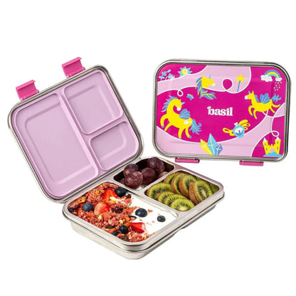 Basil Bento Neo 3-Compartment Stainless Steel Lunch Box (1000ml)