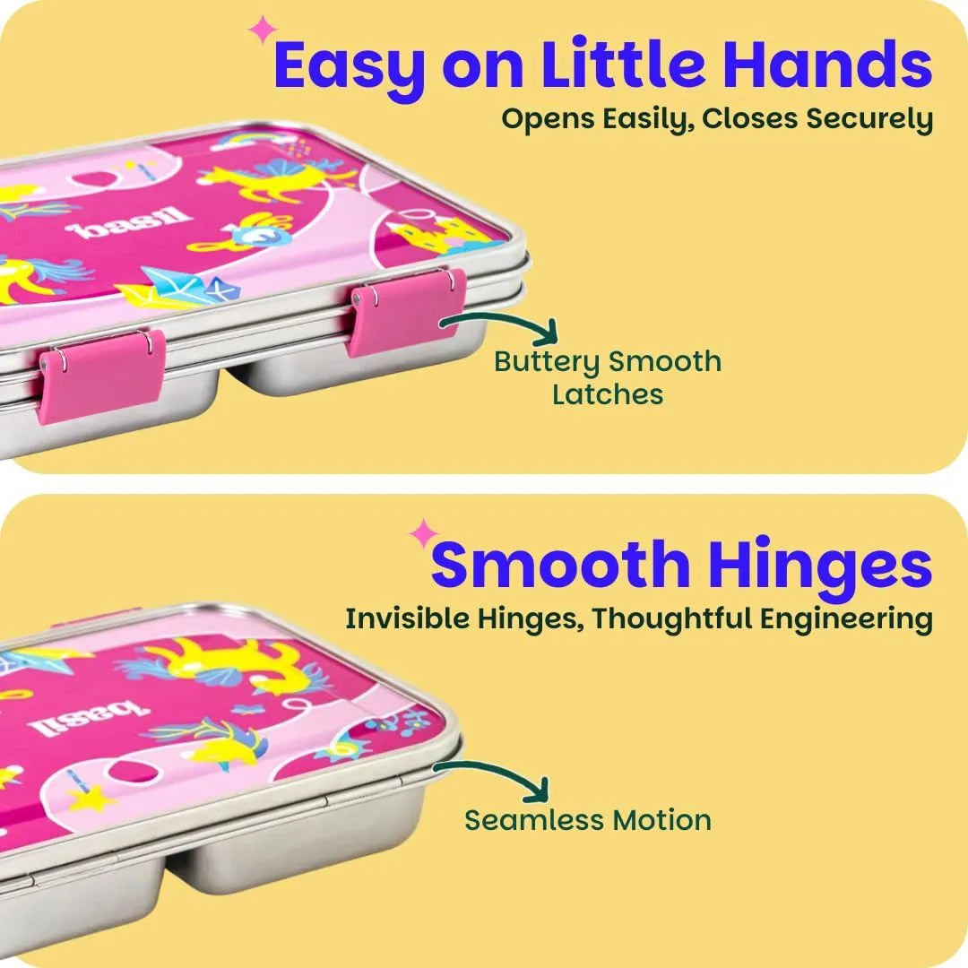 Basil Bento Neo 3-Compartment Stainless Steel Lunch Box (1000ml)