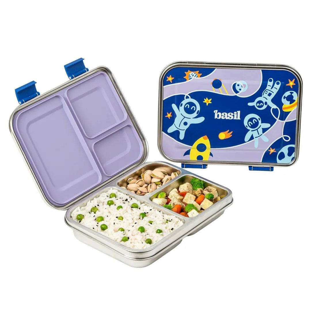 Basil Bento Neo 3-Compartment Stainless Steel Lunch Box (1000ml)