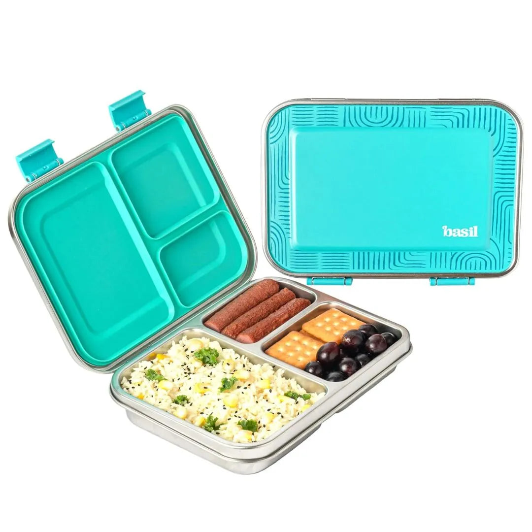 Basil Bento Neo 3-Compartment Stainless Steel Lunch Box (1000ml)