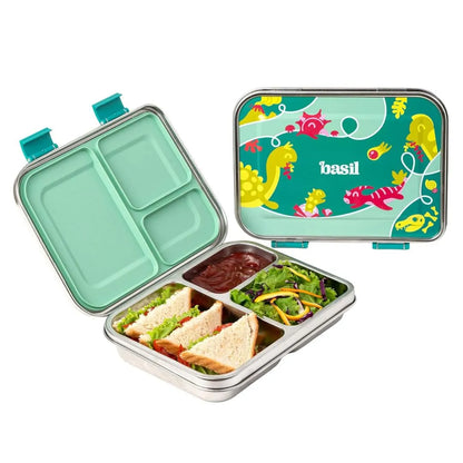 Basil Bento Neo 3-Compartment Stainless Steel Lunch Box (1000ml)