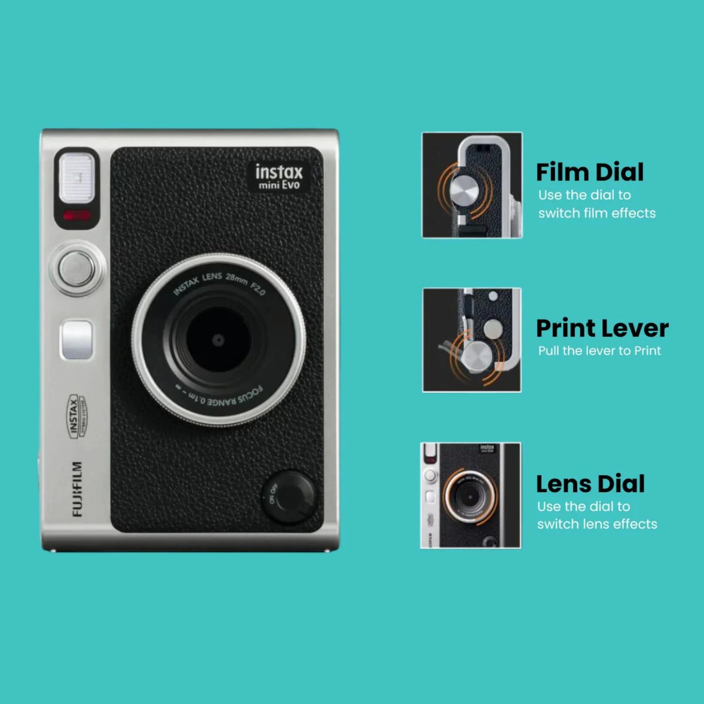 Fujifilm Instax Mini Evo Hybrid Instant Camera – Stone Gray Premium Edition