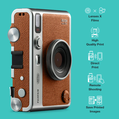 Fujifilm Instax Mini Evo Hybrid Instant Camera – Brown Premium Edition