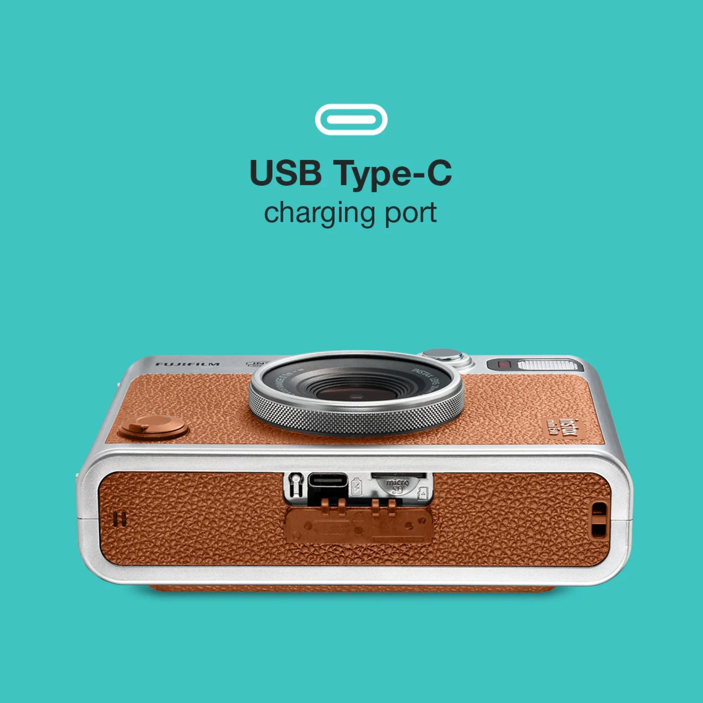 Fujifilm Instax Mini Evo Hybrid Instant Camera – Brown Premium Edition