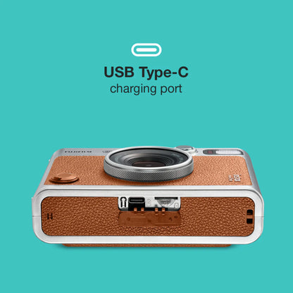 Fujifilm Instax Mini Evo Hybrid Instant Camera – Brown Premium Edition