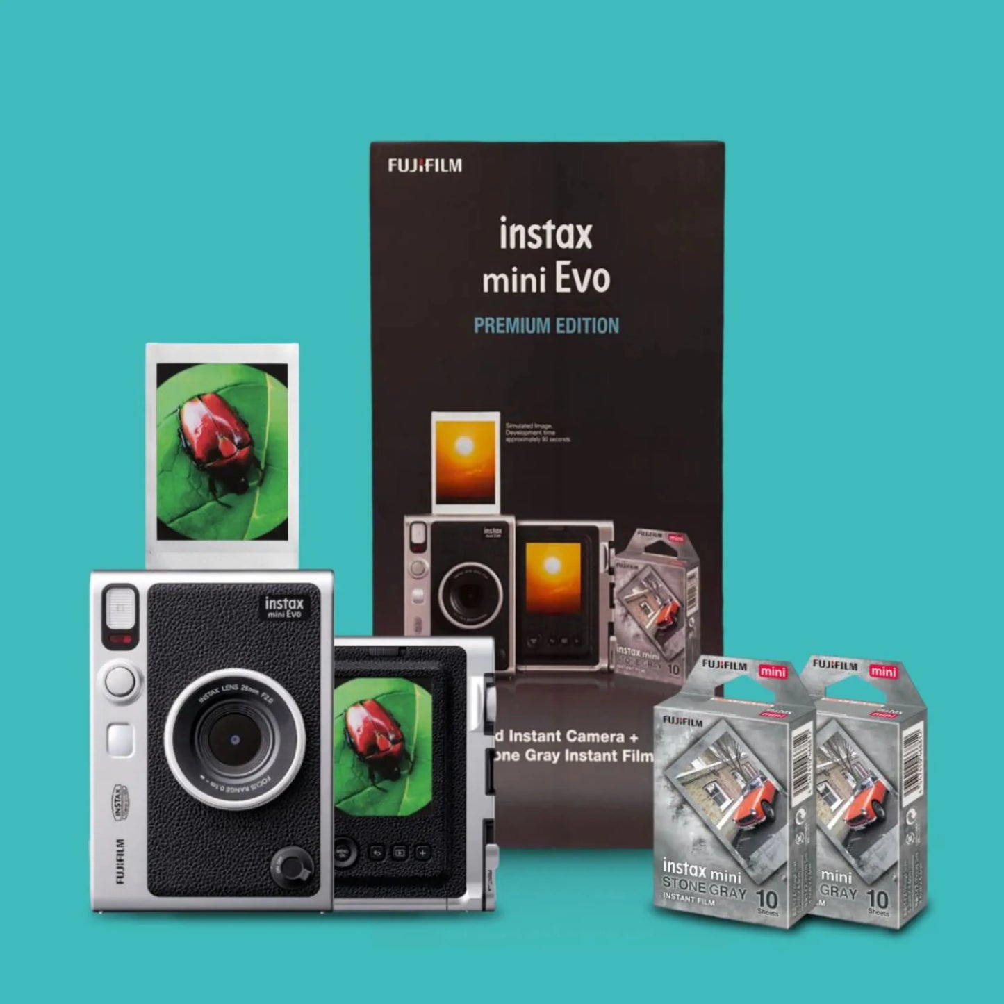 Fujifilm Instax Mini Evo Hybrid Instant Camera – Stone Gray Premium Edition