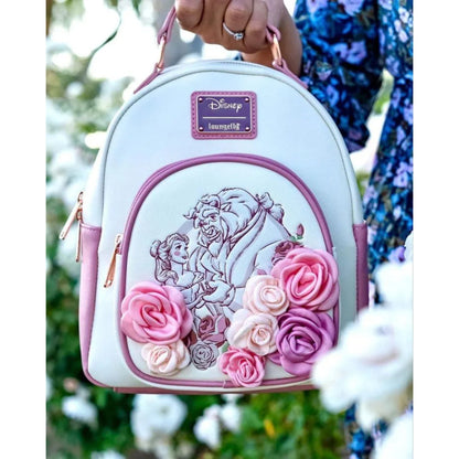 Loungefly Disney Beauty and the Beast Floral Rose Mini Backpack